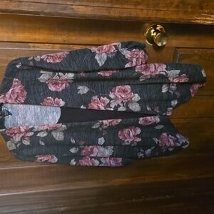 NAIF Black and Floral Cardigan W Attached  Tank
